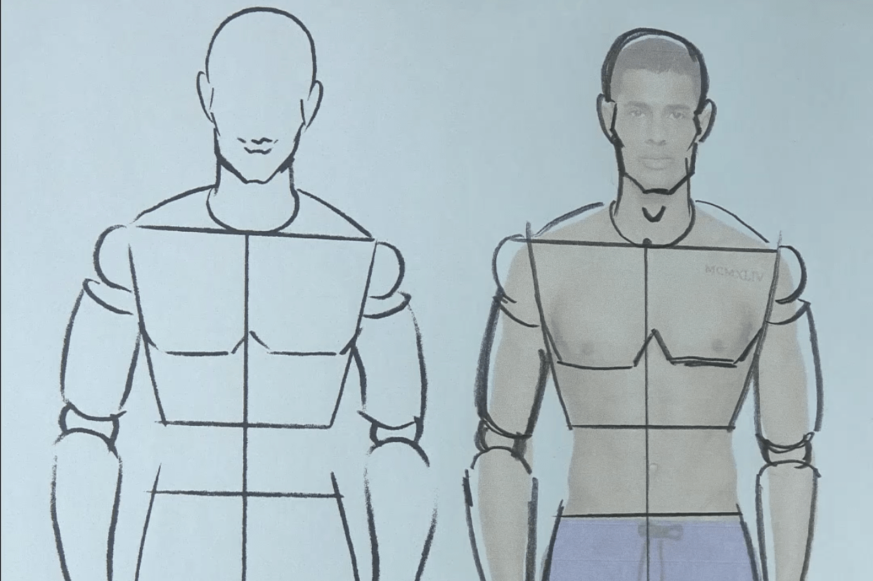 男时装画人体绘画