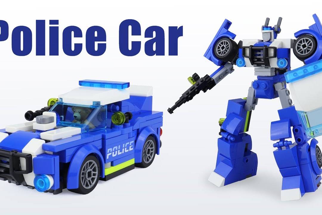乐高60312套改警车变形金刚moc