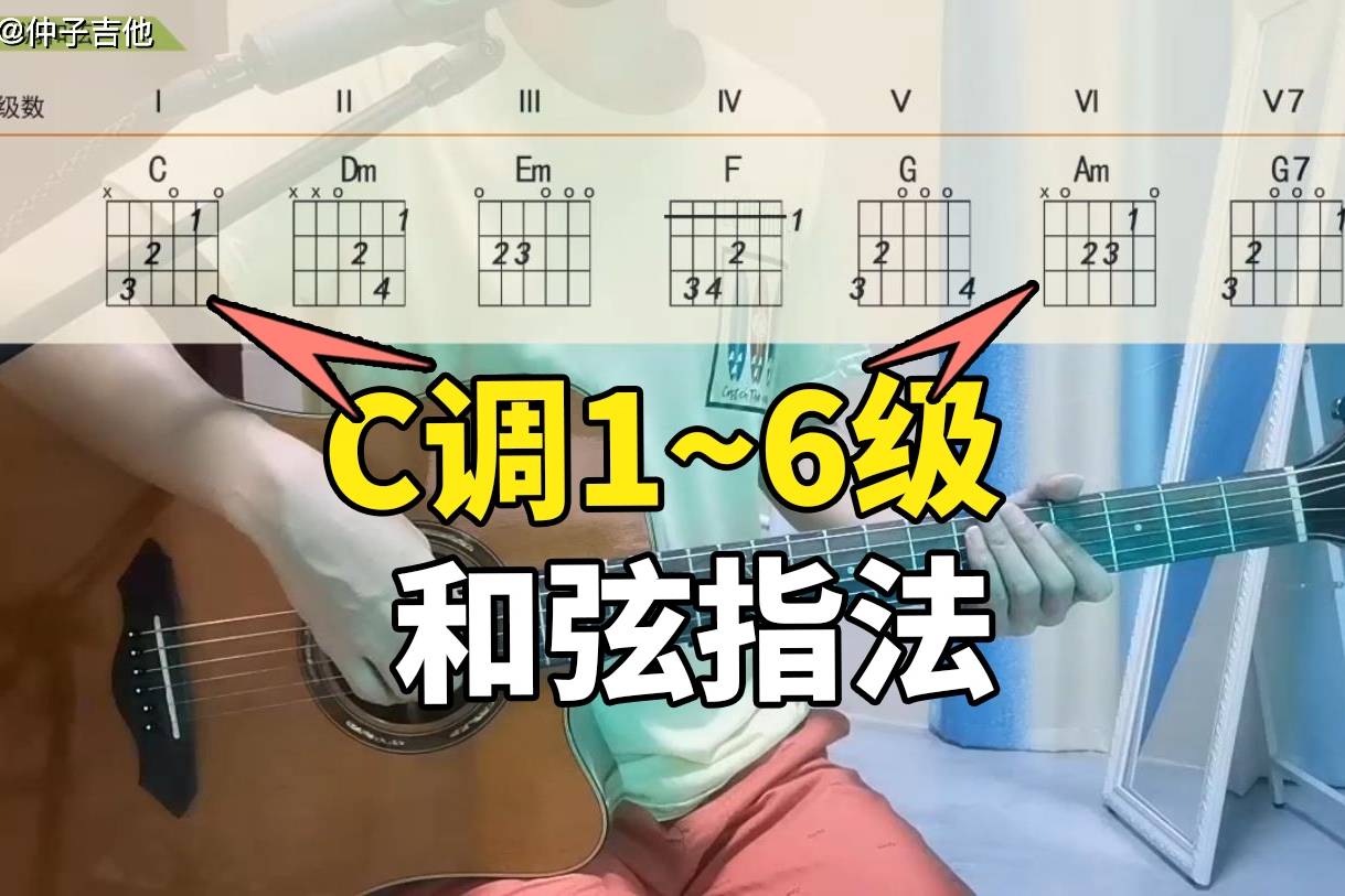 c大调1~6级和弦正确指法,吉他初学者容易按错
