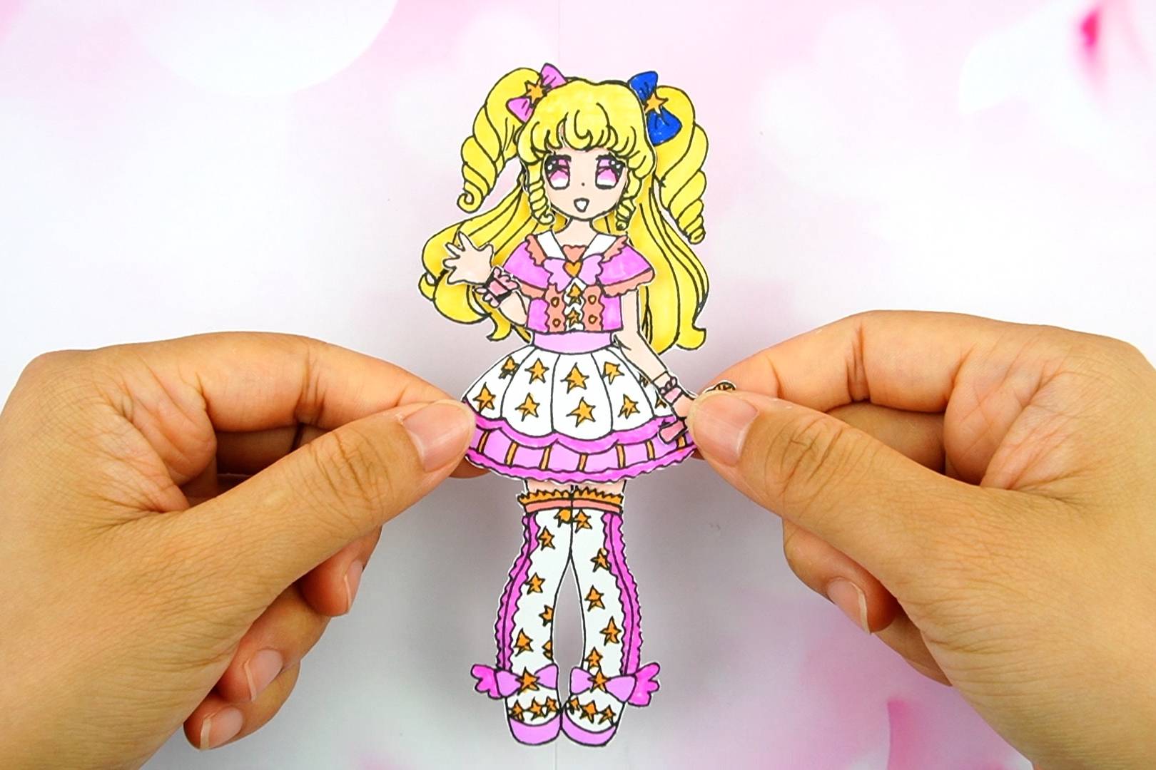 美妙天堂换装贴纸手工制作纸娃娃梦川唯漂亮的粉红裙装扮