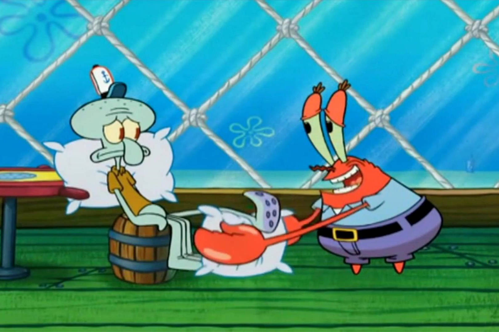 海绵宝宝蟹老板竟然给章鱼哥端茶倒水这是什么情况