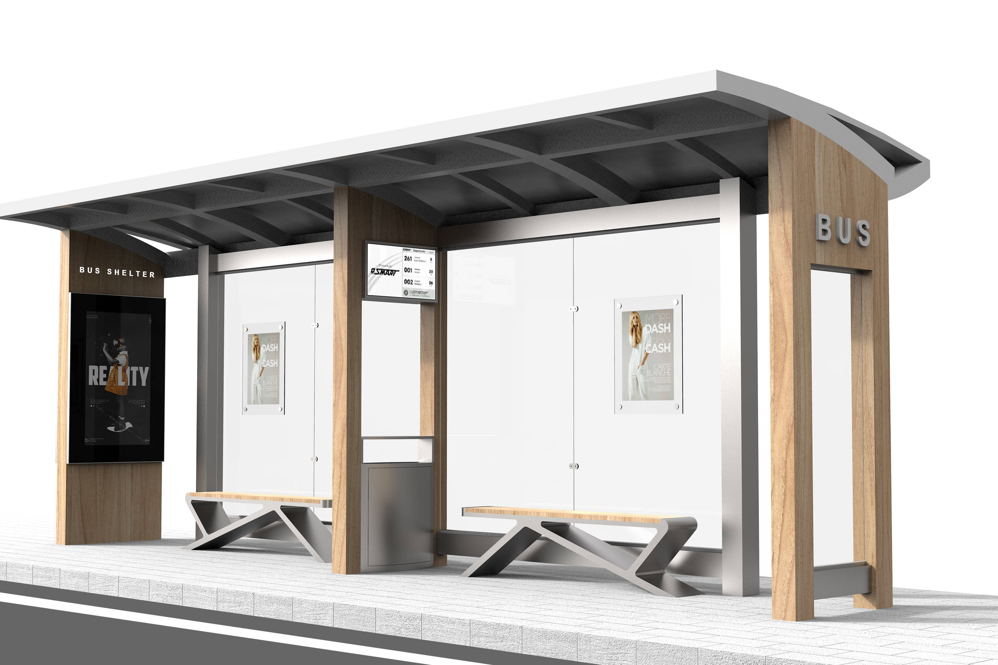 城市简约风智能款公交站台候车亭设计毅龙