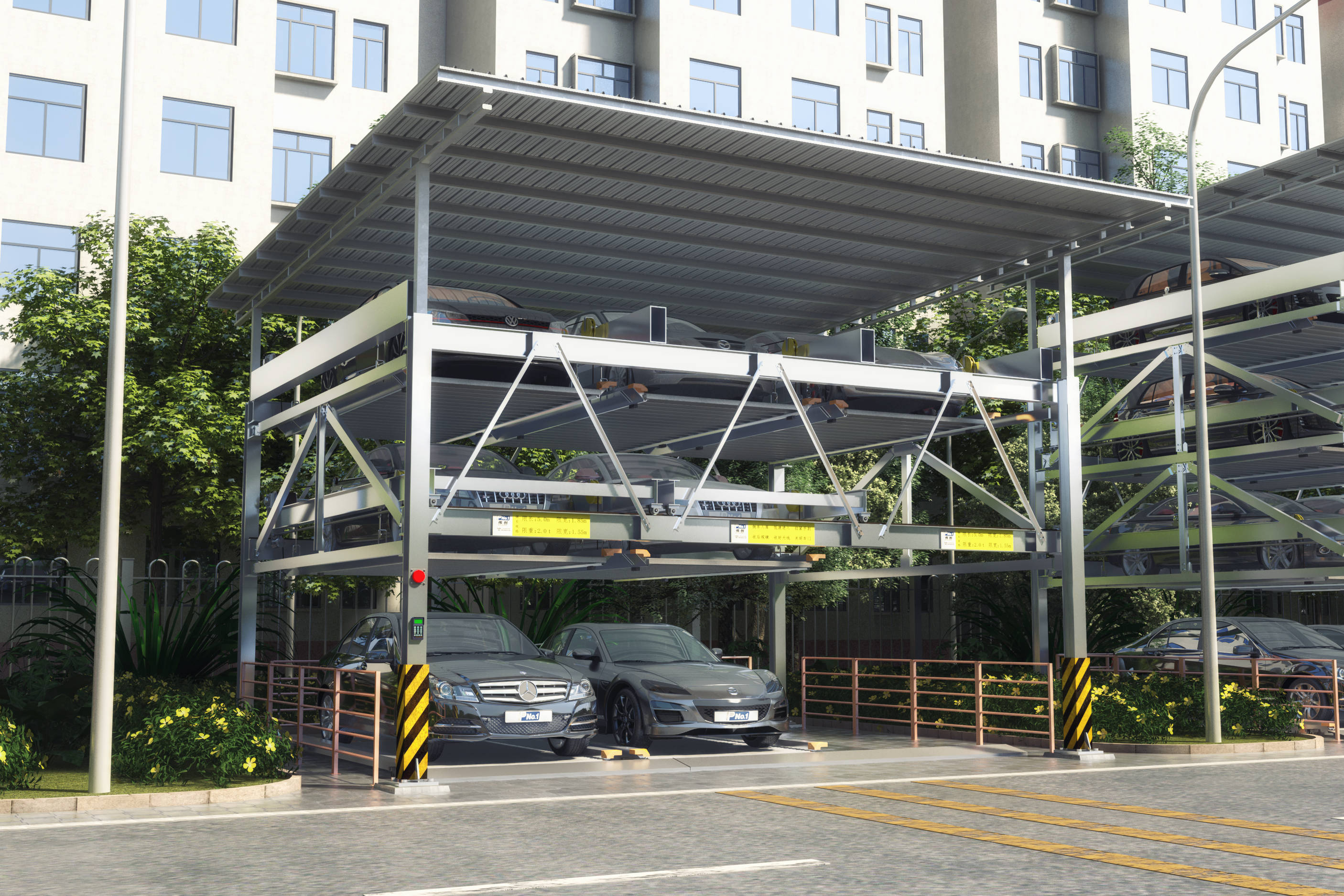 深圳伟创立体车库——(3层升降横移)存取车动画视频_升降_存取_车库