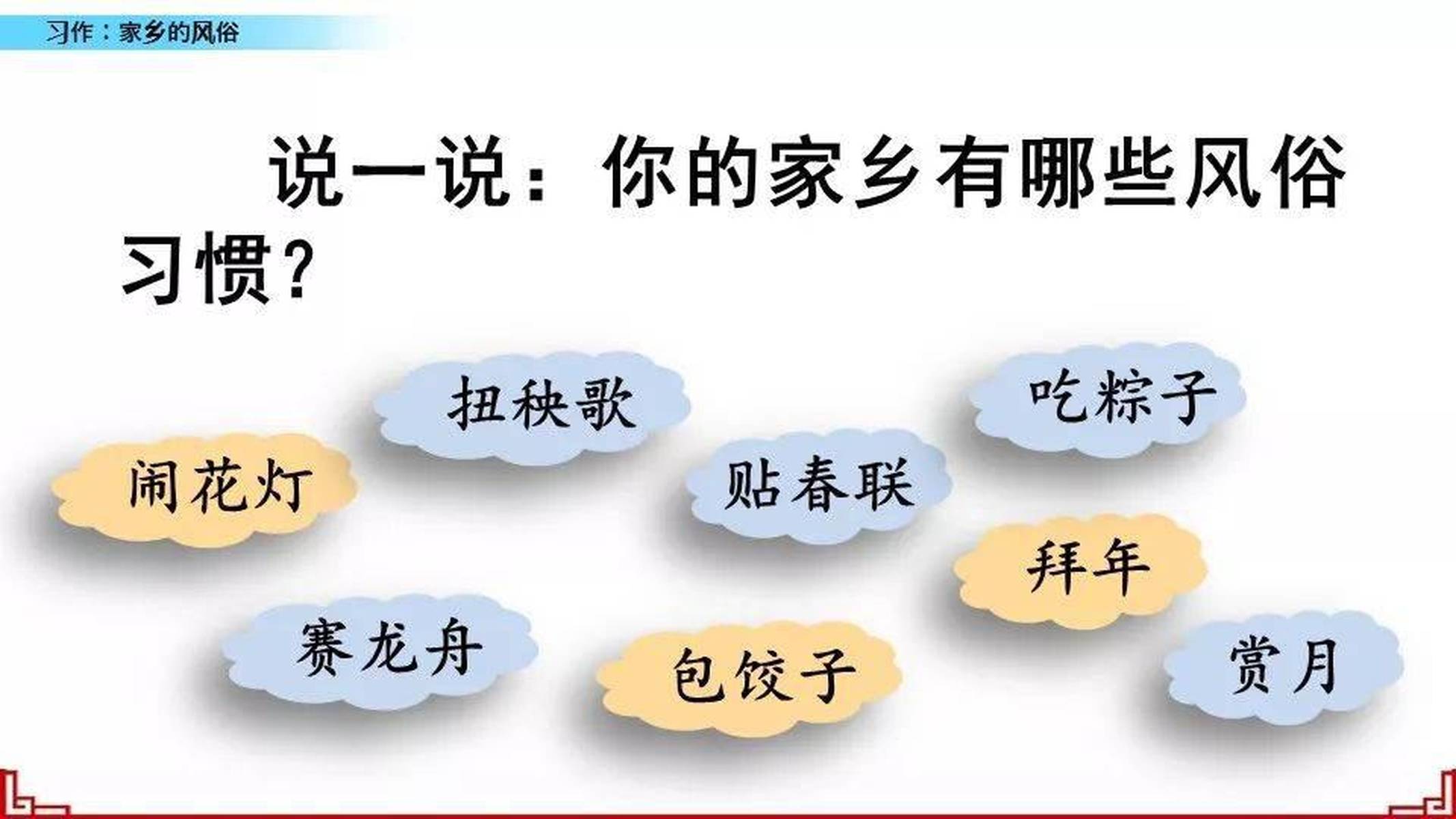 部编版语文六年级下册第一单元作文《家乡的风俗》习作例文+图文解读!