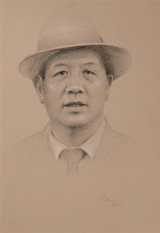 孔繁森 素描淡彩 50x35cm申纪兰 素描淡彩 50x35cm李延年 素描淡彩 50