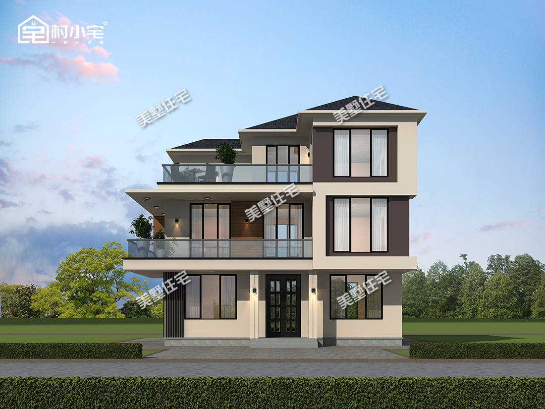 占地100平高颜值现代别墅,配备3间多功能套卧,衣帽间书房一应俱全!