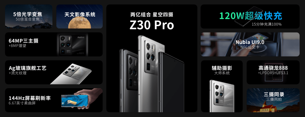 《努比亚Z30 Pro首发4999元起，手持秒拍星轨+黄金曲率柔曲屏诠释影像旗舰标杆》