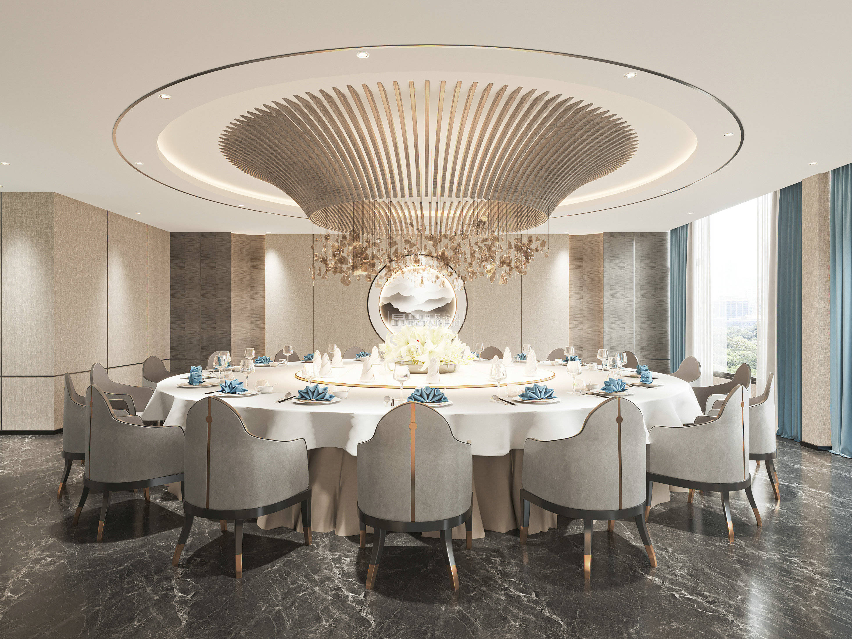 贵阳1200平米酒楼设计案例,典雅,舒适,现代,中式!