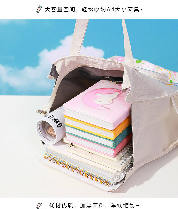 卡通ins大容量手拎书袋文件袋学生补课包男女装书补习补课袋子