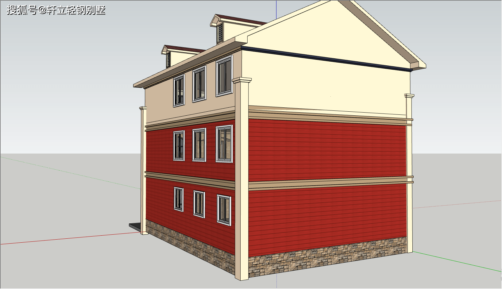 KK体育轻钢别墅是怎么建造的？三层轻钢别墅模型效果图太全了(图4)