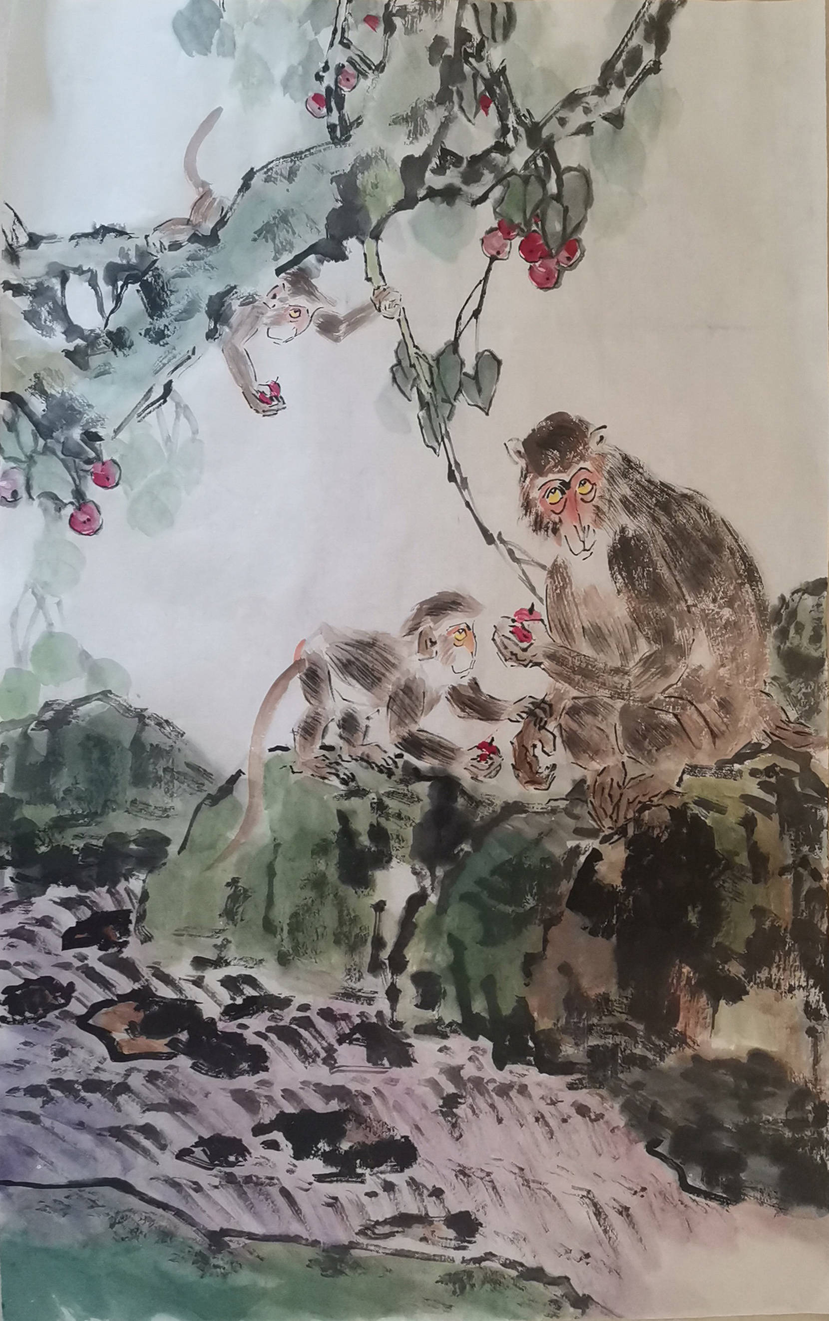 王永笔下的猴子,造型活泼自然灵韵,表达的主题鲜明透