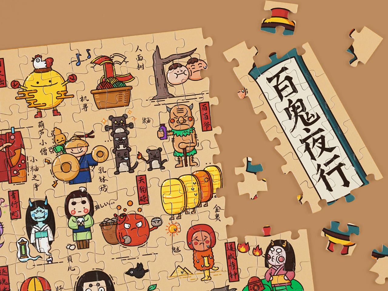 图益将原本狰狞恐怖的日本"百鬼"形象以活泼可爱的萌版形象重新包装