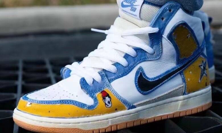 图案|耐克联名 Nike SB Dunk High SB x Carpet Company 白蓝地毯刮刮乐高帮板鞋