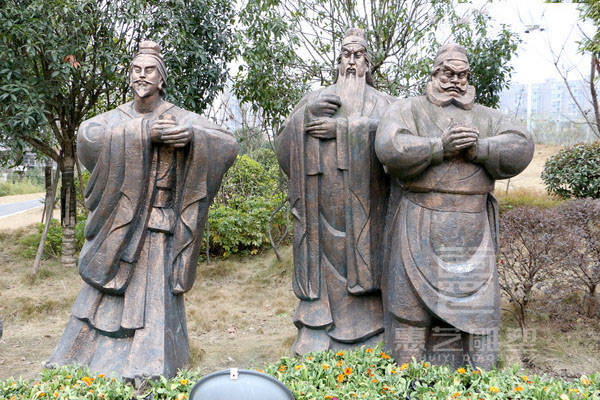 刘关张桃园三结义雕塑.——惠艺雕塑精品制作玻璃钢雕塑