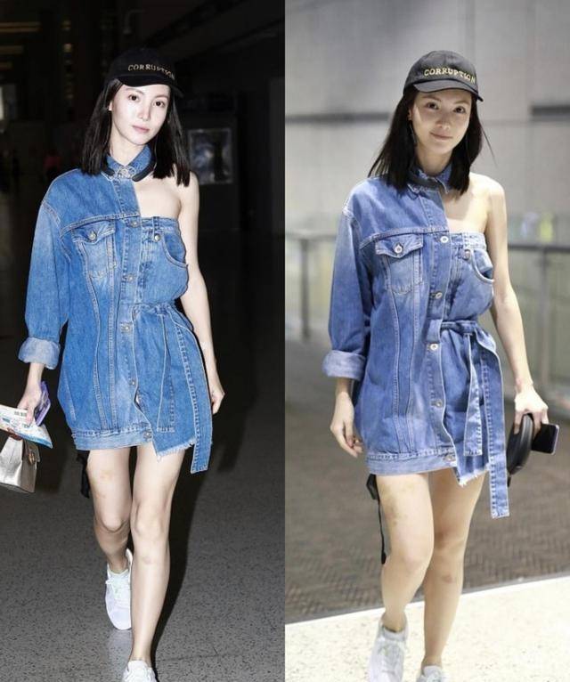 私下里|金晨私下里也跟走T台似的，穿牛仔外套还少一块布，看着真够个性