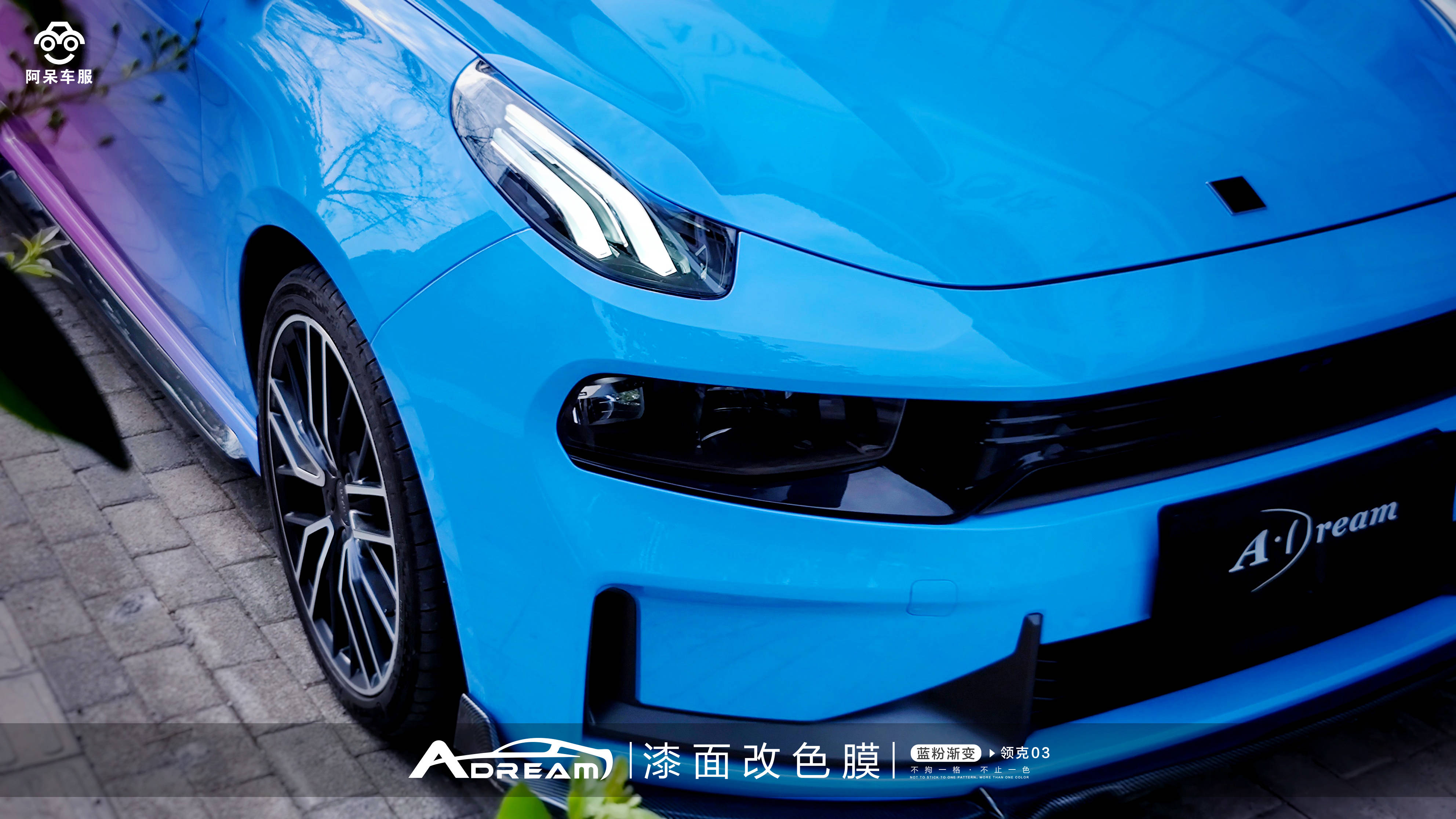 阿呆车服·漆面改色膜——领克03·蓝粉渐变_搜狐汽车_搜狐网