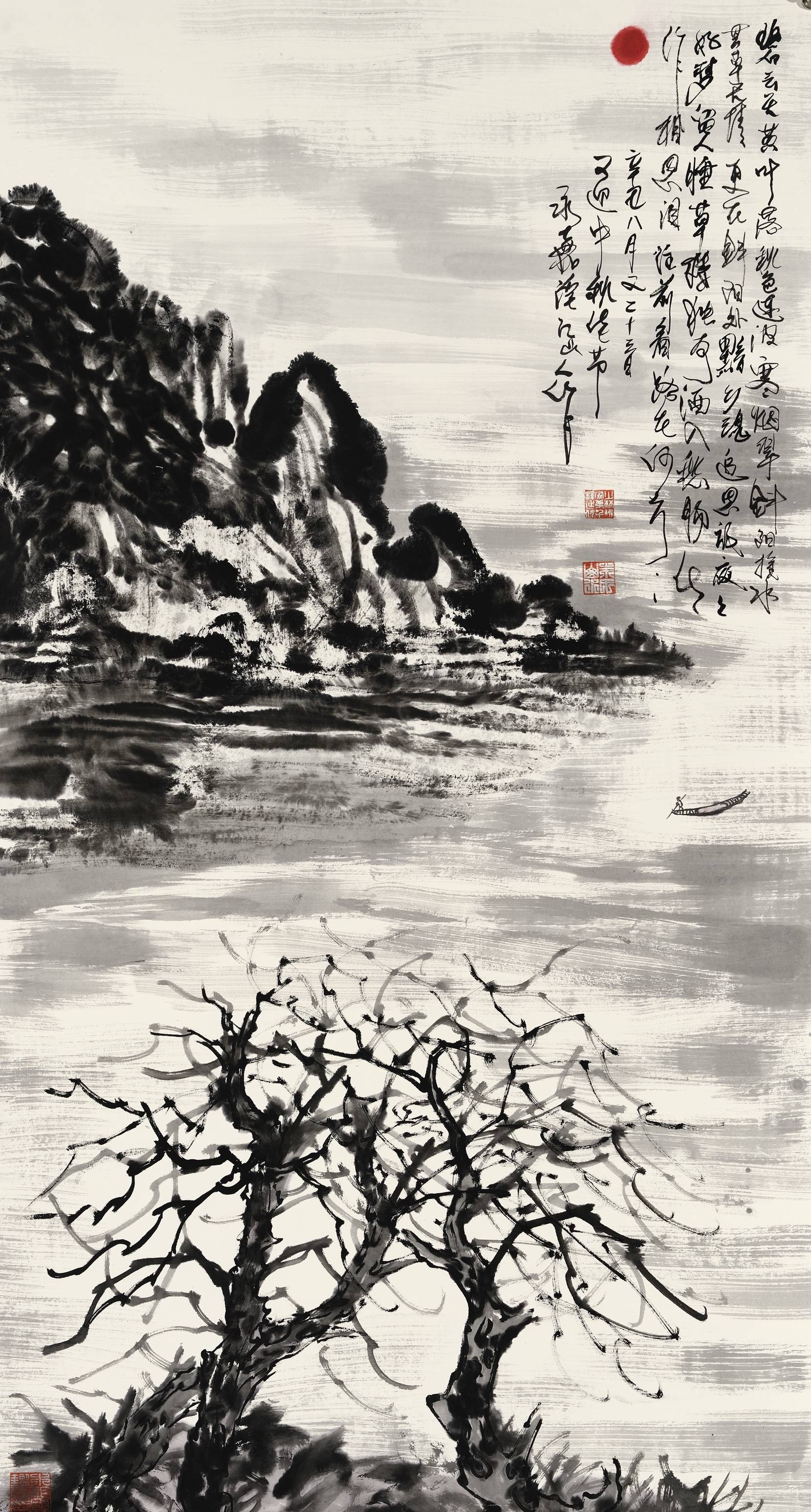 情寄山水笔画雄鹰国画家画鹰大家指墨画艺术大师朱祖国