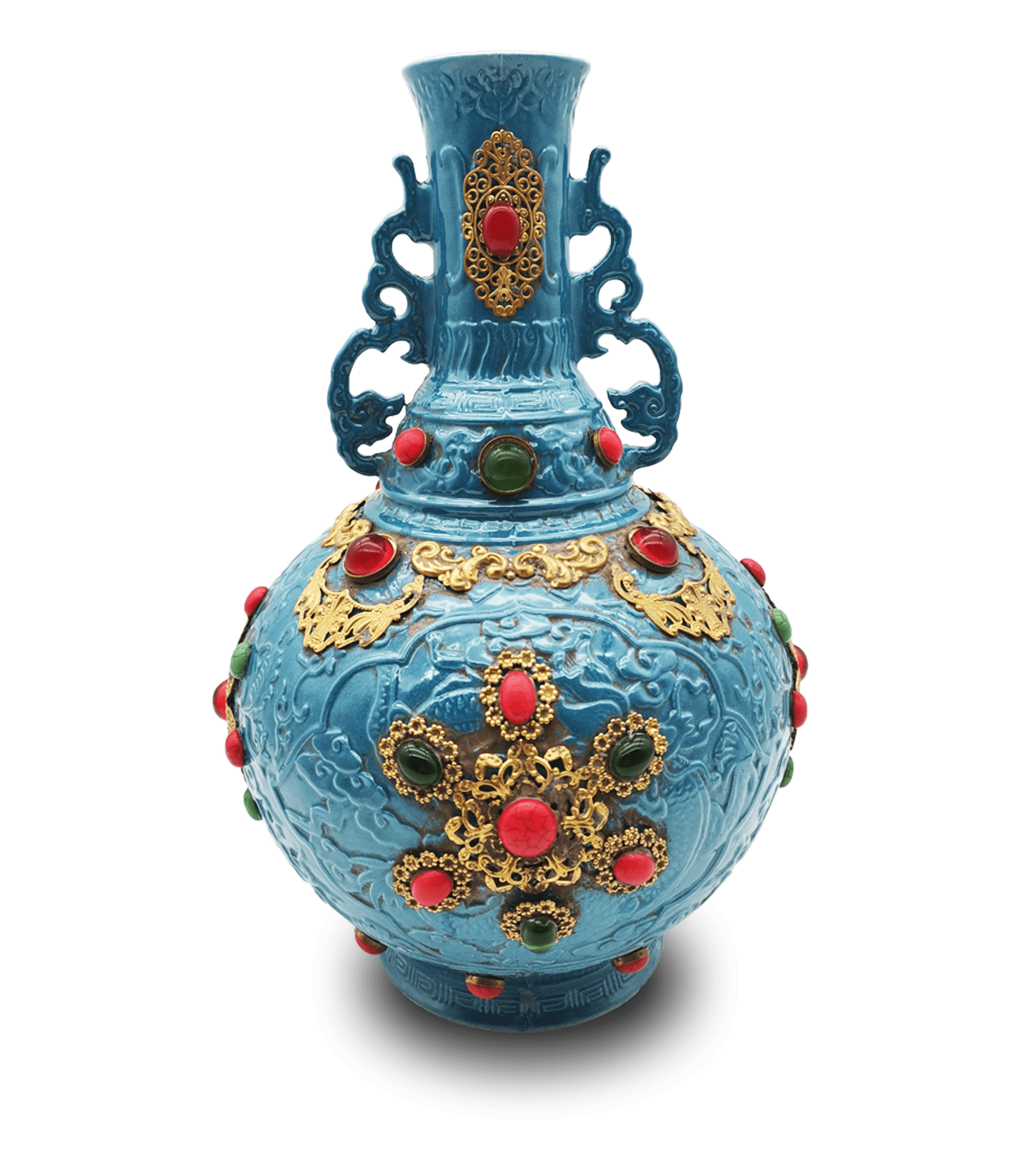 予約販売 貴重 中国 大清乾隆年製銘 瑠璃釉双耳瓶 アンティーク721 - 陶芸