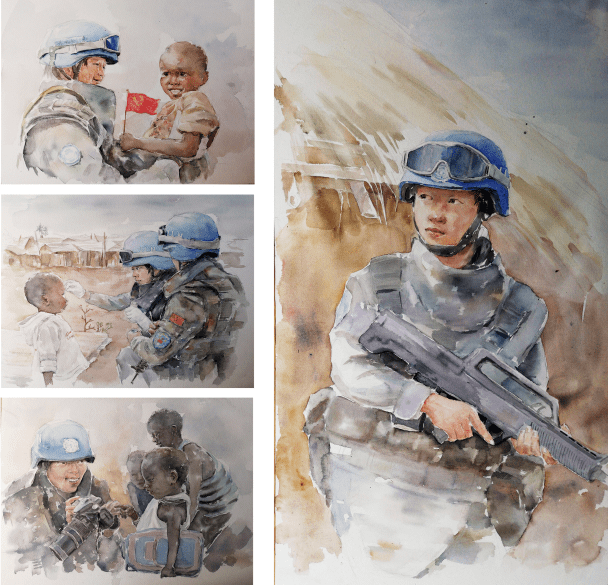 描绘战斗生活凝聚强军斗志侦察兵范韬课余美术速写作品选登