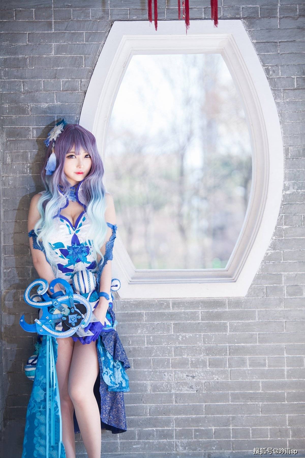 角色|剑灵游戏时装青花瓷（气功师版）cosplay，天使的脸庞，傲人的身材，完美！