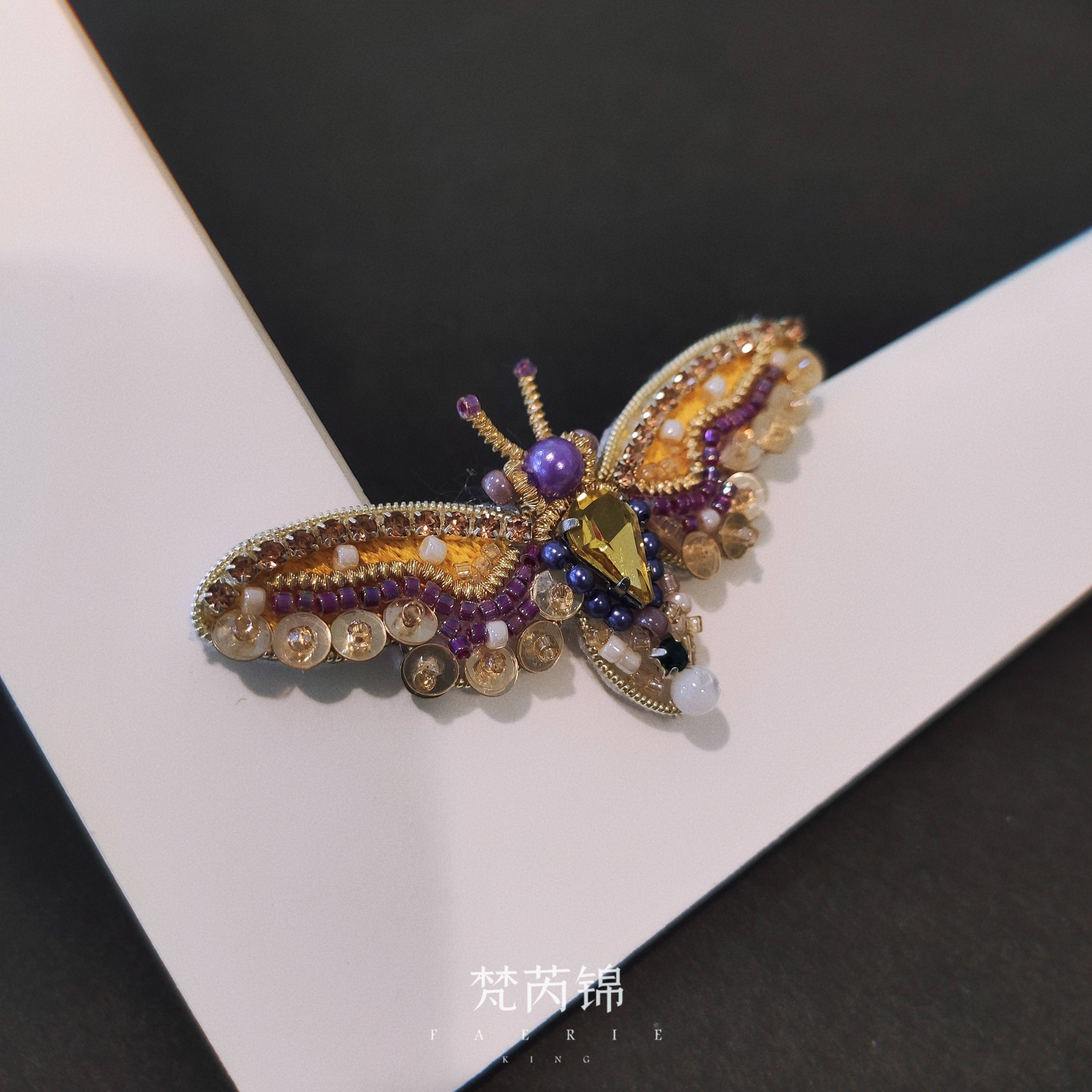 蝴蝶|法式刺绣梵芮锦刺绣手工刺绣胸针分享