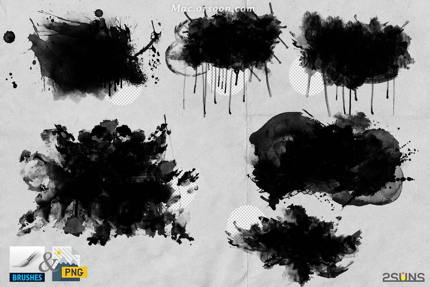 20个水彩叠加肖像蒙版笔刷