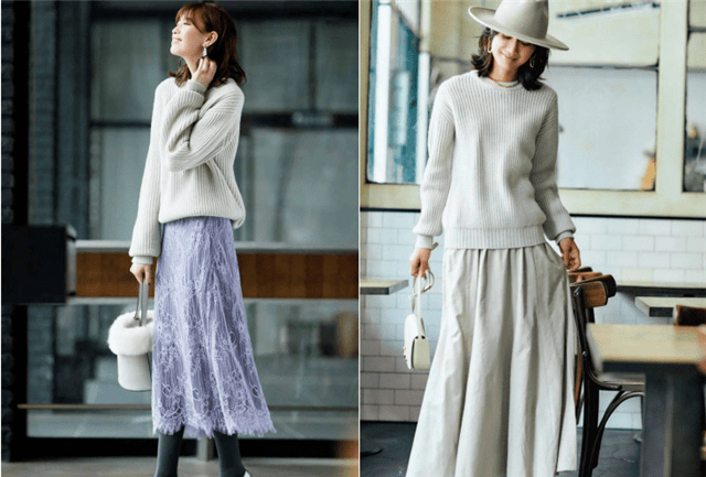 "米色毛衣 半裙",优雅高级又显气质_裙子