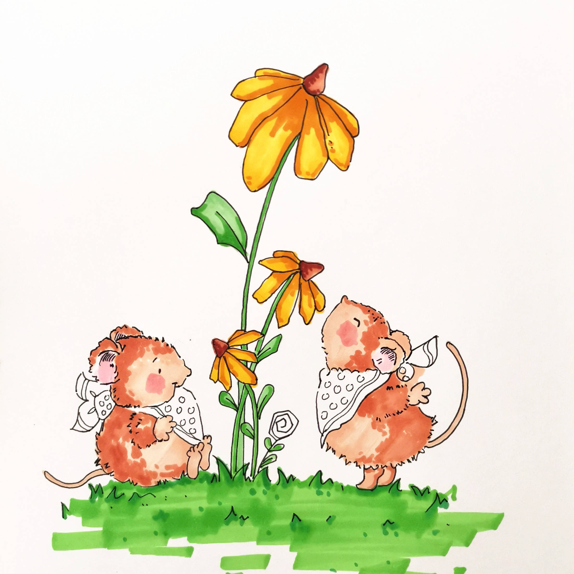 画师戳戳教你画小鼠和小花