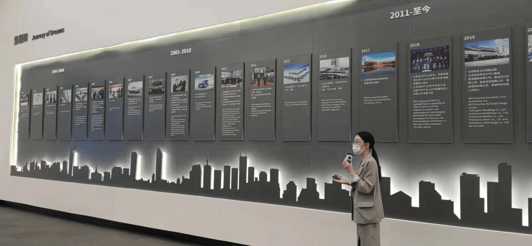 比亚迪展厅,感受到了比亚迪的发展历程和取得的科技成就,了解了专利墙