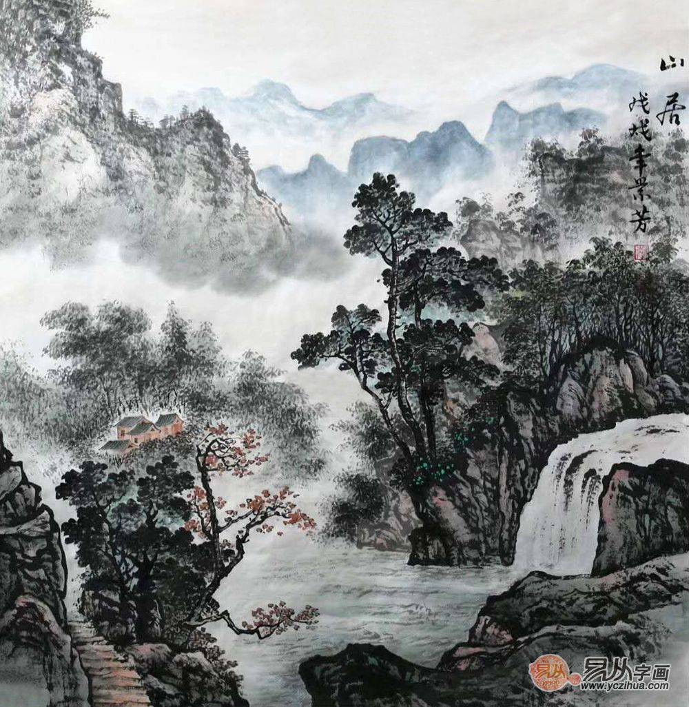 画家张景芳 笔墨尽舒山河 古朴清雅雄浑大气_山水画_个性化_极具