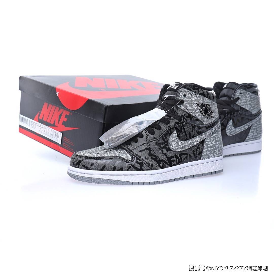 图标 Nike Air Jordan 1 Retro High OG AJ1代乔丹高帮新黑灰禁穿叛乱者 555088-036