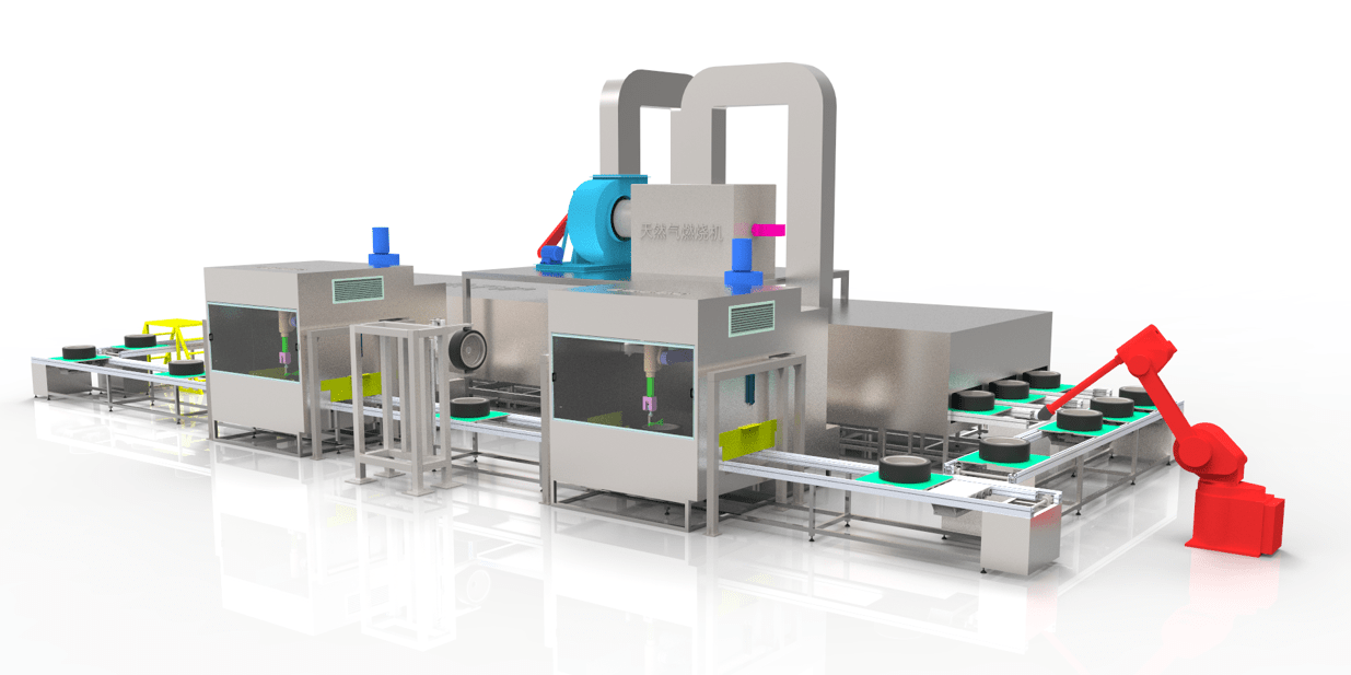 深圳榮德橡膠輪胎機器人自動噴塗生產線