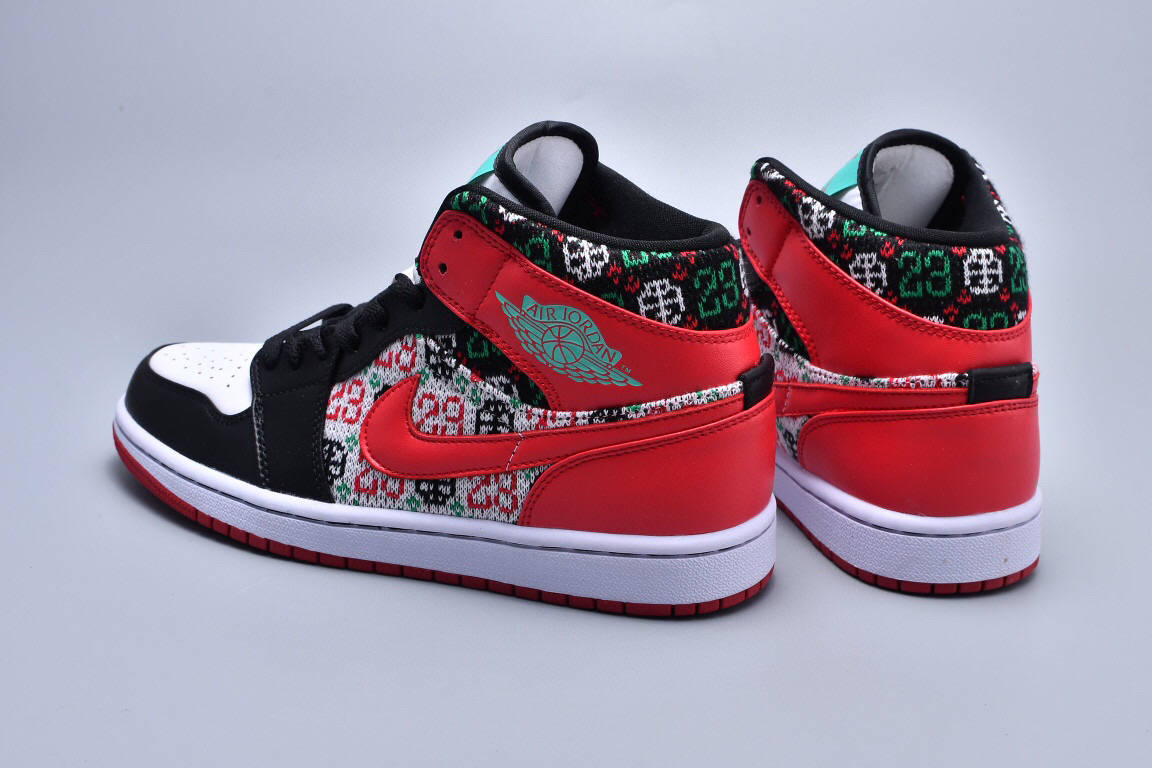 乔丹airjordanbrand1mid圣诞丑毛衣中帮运动鞋
