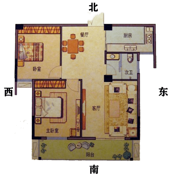 户型图风水丨客厅有三角,厨房在白虎方