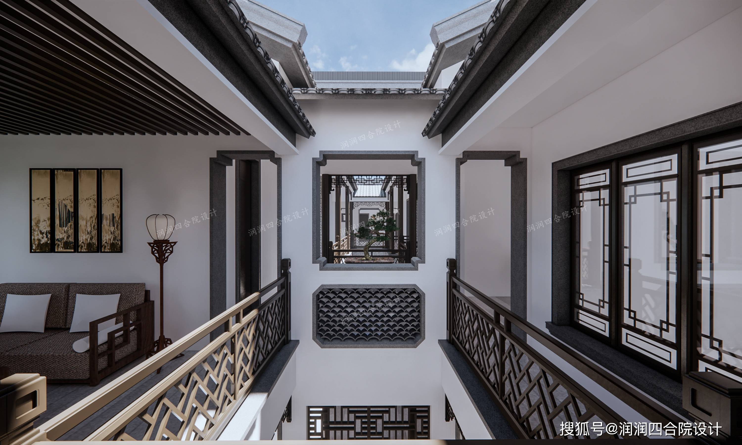 广东客家人的家族传承四合院大宅上下厅三个天井3616润润四合院设计