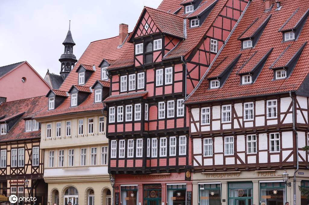 德国古镇奎德林堡景观迷人半木结构房屋优雅浪漫