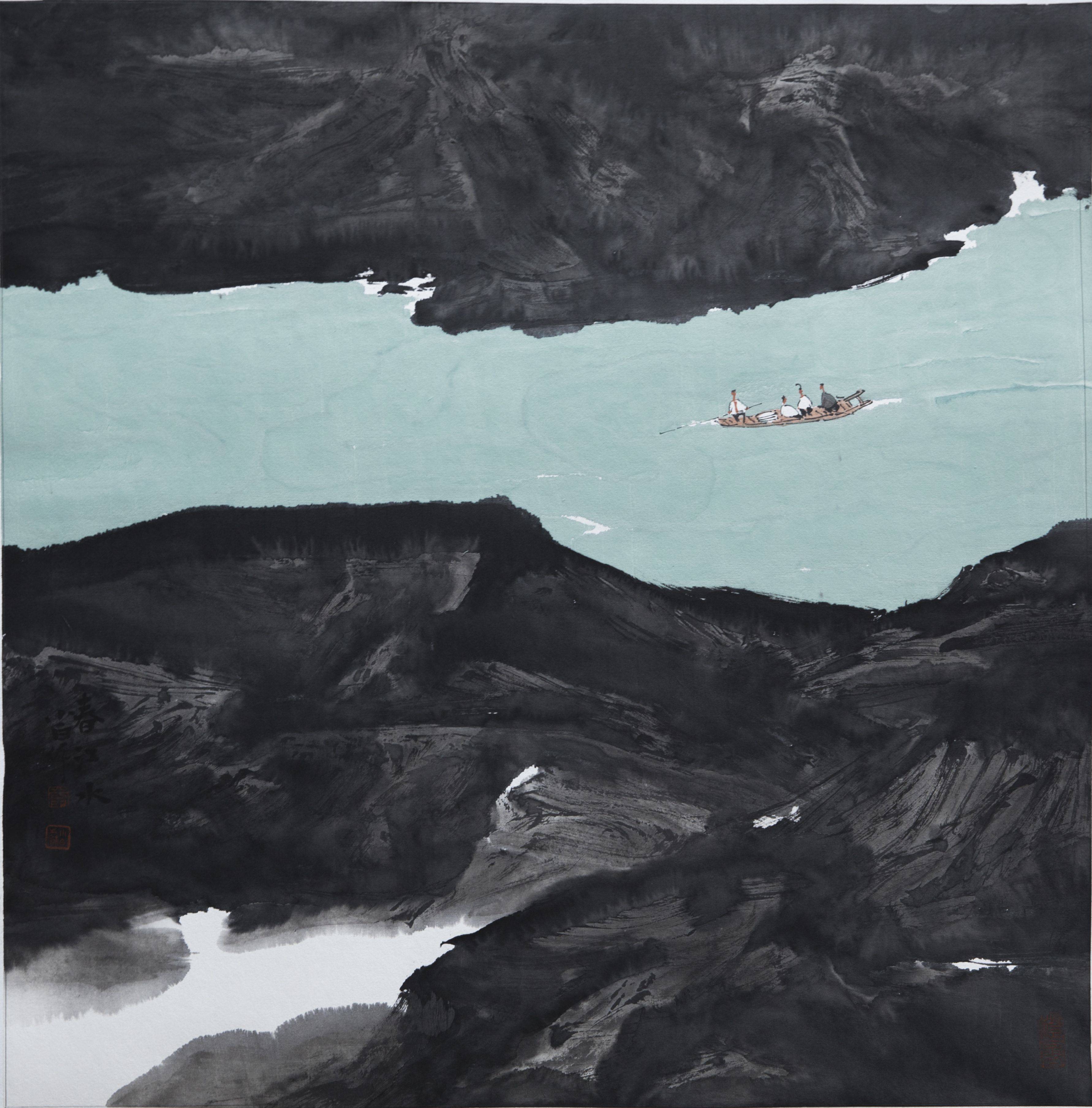 原创2022艺术家李小白壮美长江作品赏折