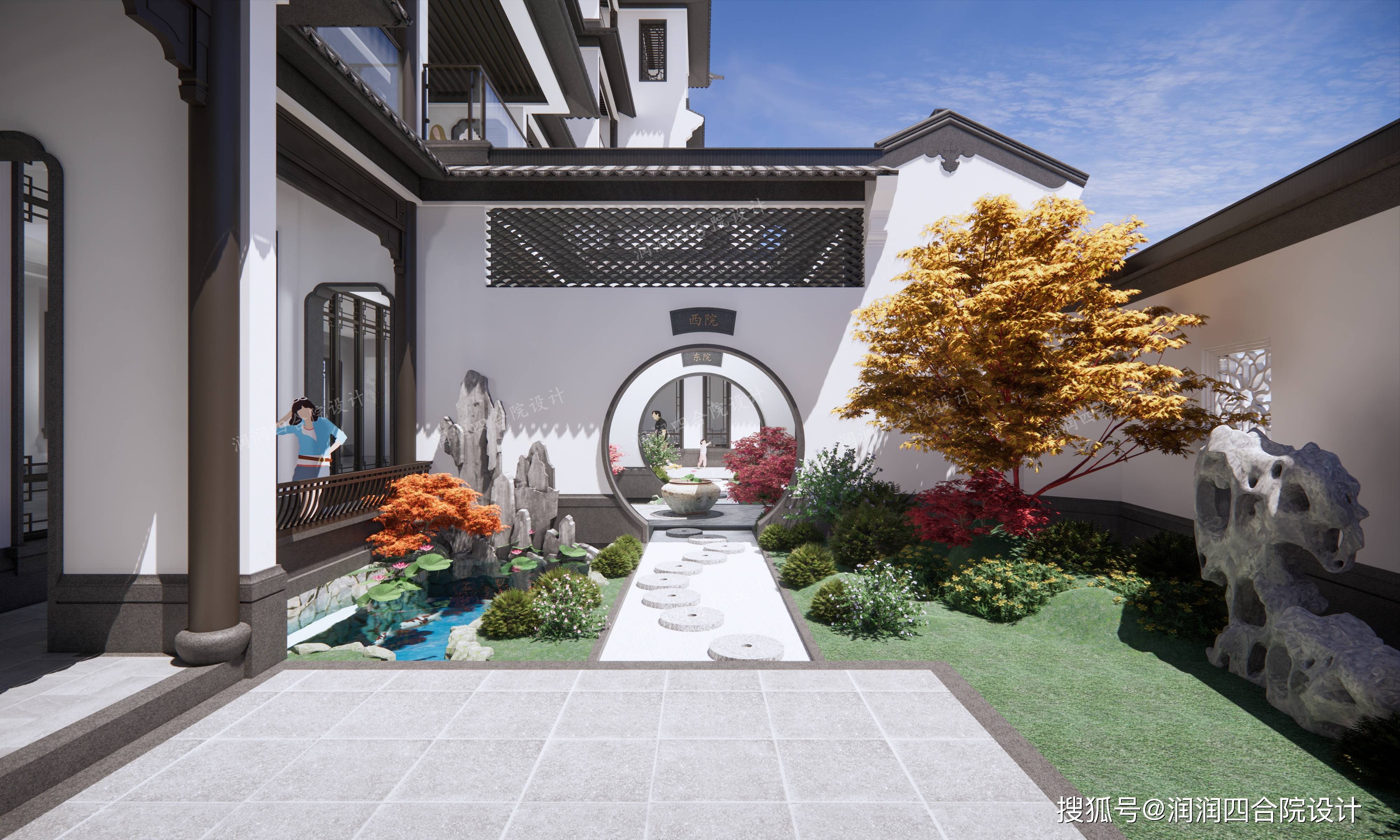 兄弟合建中式庭院别墅兼民宿一户150平米春节回乡四代同堂