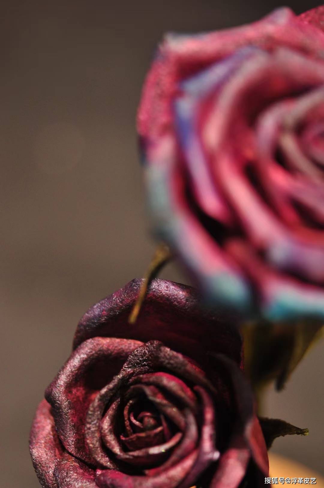 浮革皮艺情人节永生玫瑰花,一朵永远不会凋谢的花