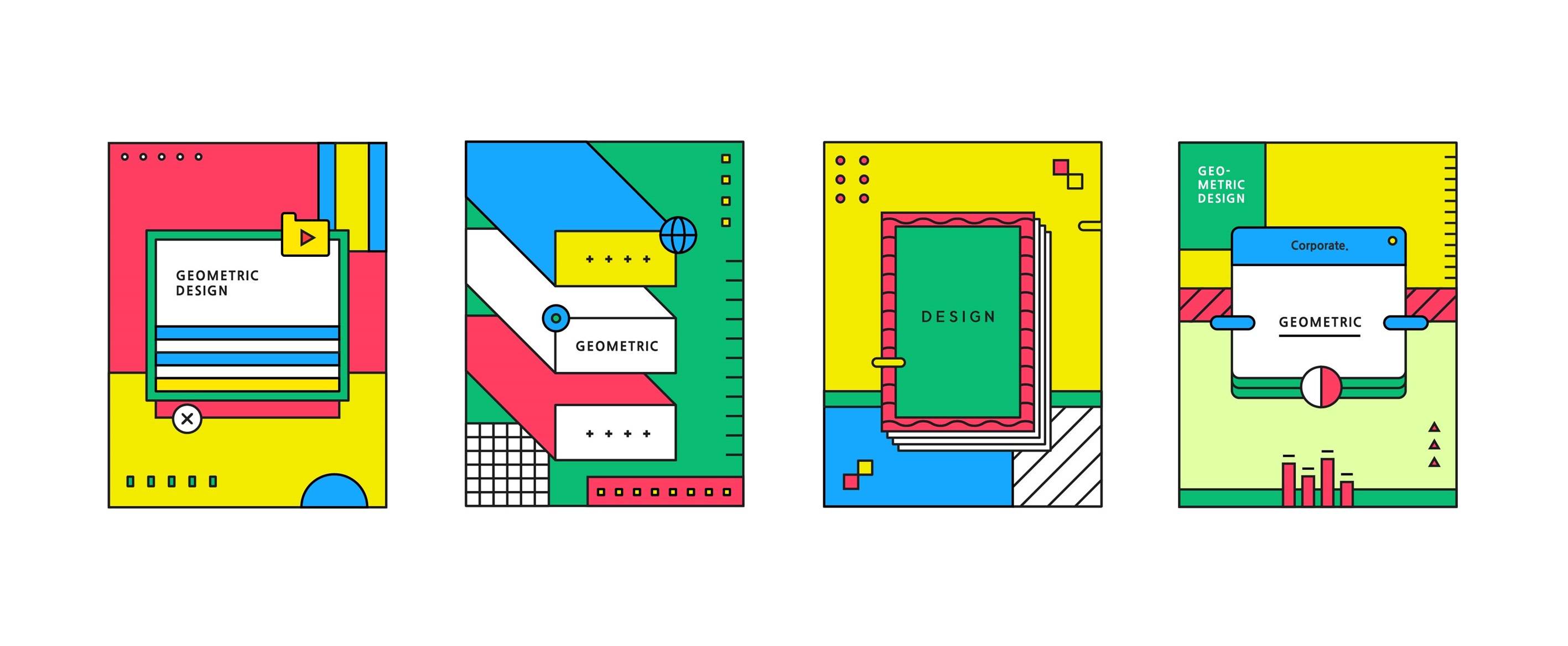 孟菲斯几何图形排版海报背景炫彩活动促销模板矢量ai设计素材图片