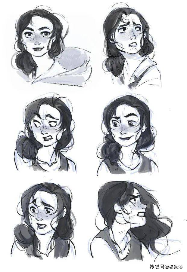 欧美风人物表情绘画参考_动画_嘴角_眉毛