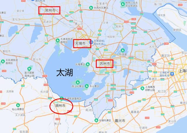 太湖旁边有4个市2个市占湖面积985另外2个市只能望湖兴叹