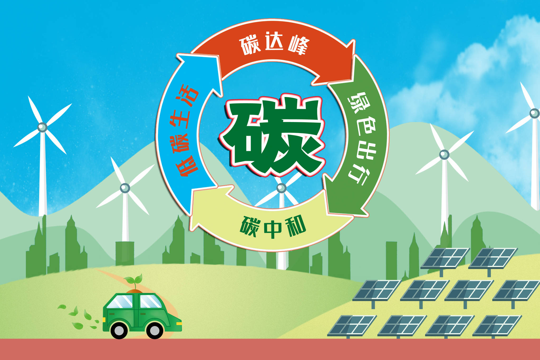 环保新能源汽车保护环境公益环境保护安全教育科普插画图片-千库网