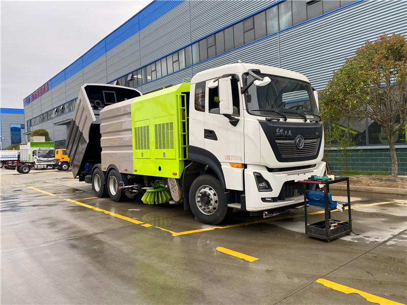 东风天龙后双桥洗扫车水泥路面灰尘吸扫车大型高压冲洗清扫车