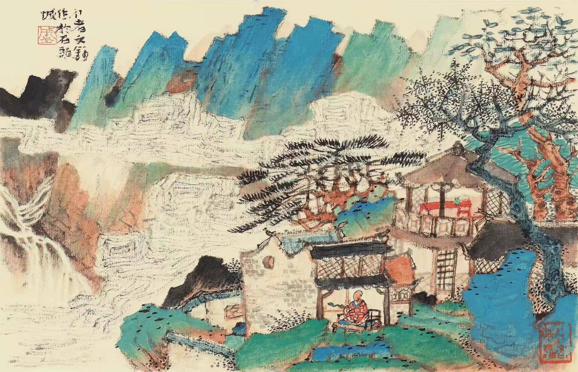 盛文锦青绿山水小品十二帧