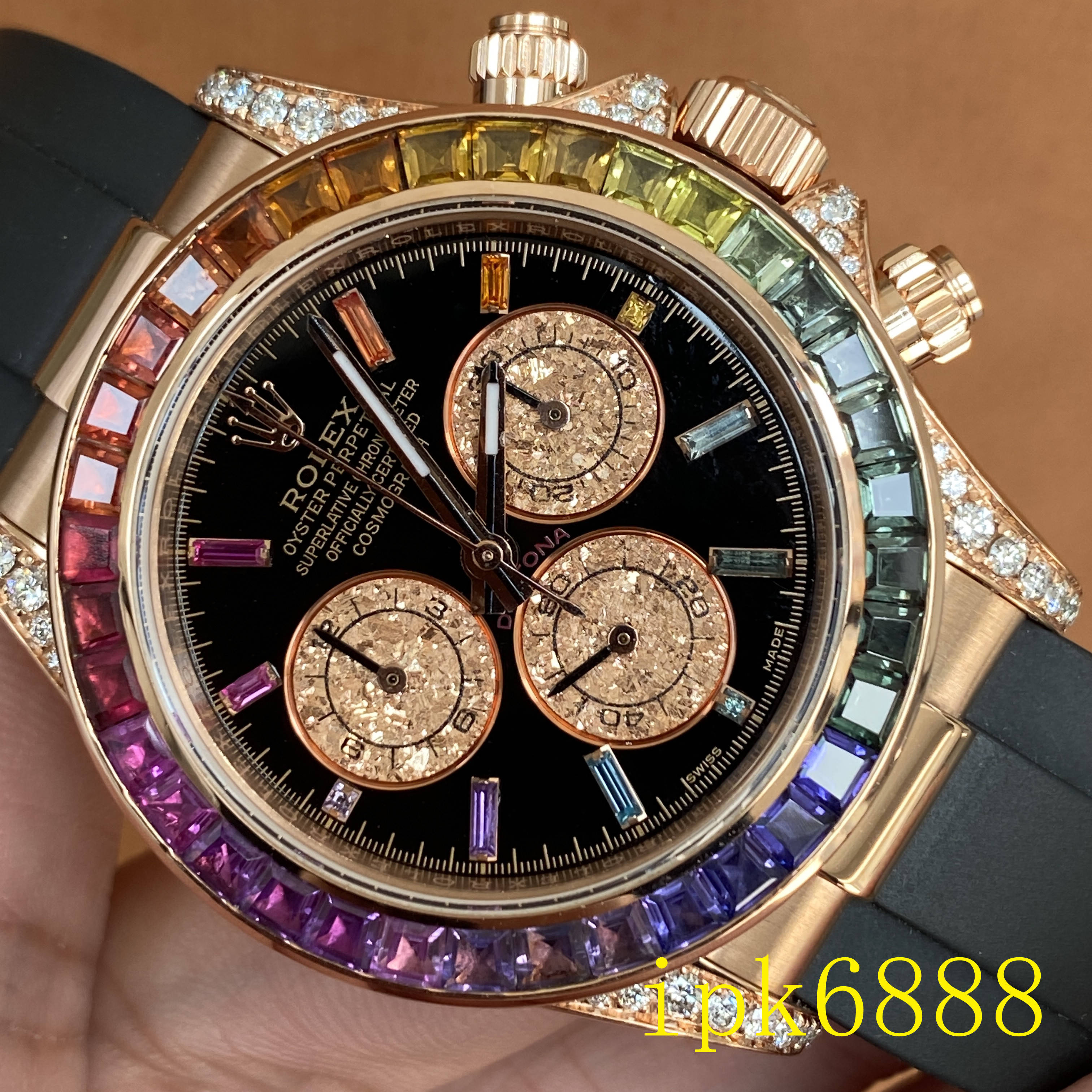 真金定制劳力士玫瑰金彩虹迪