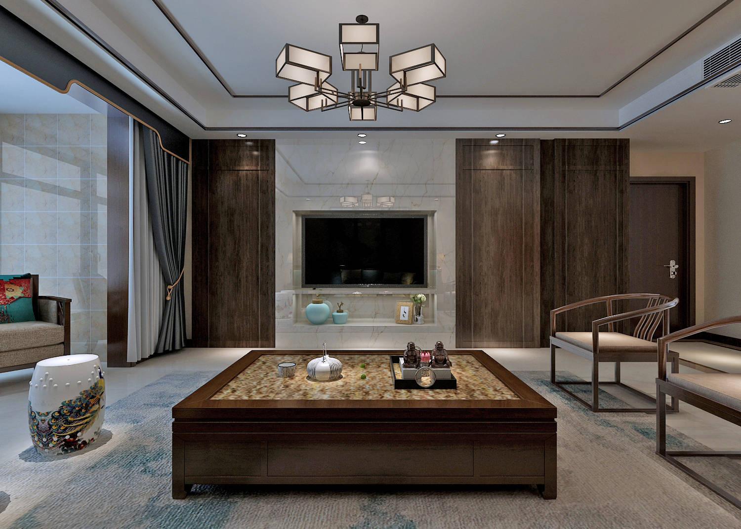 华新山水居130平中式风格—设计师马文文_新山_风格_马文文