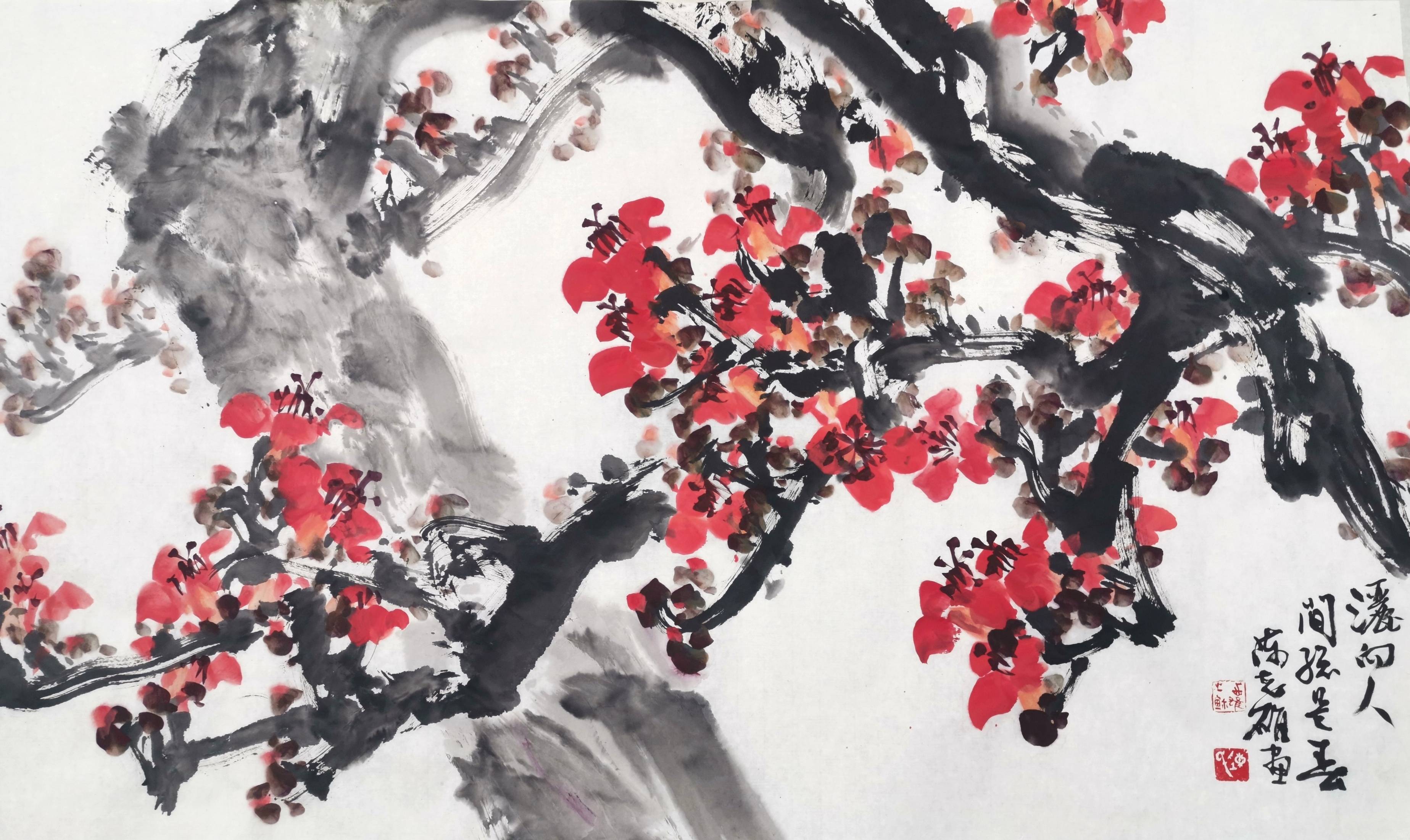 陈志雄国画红棉作品据广州市新联会秘书处介绍,该展还将联动多地网络