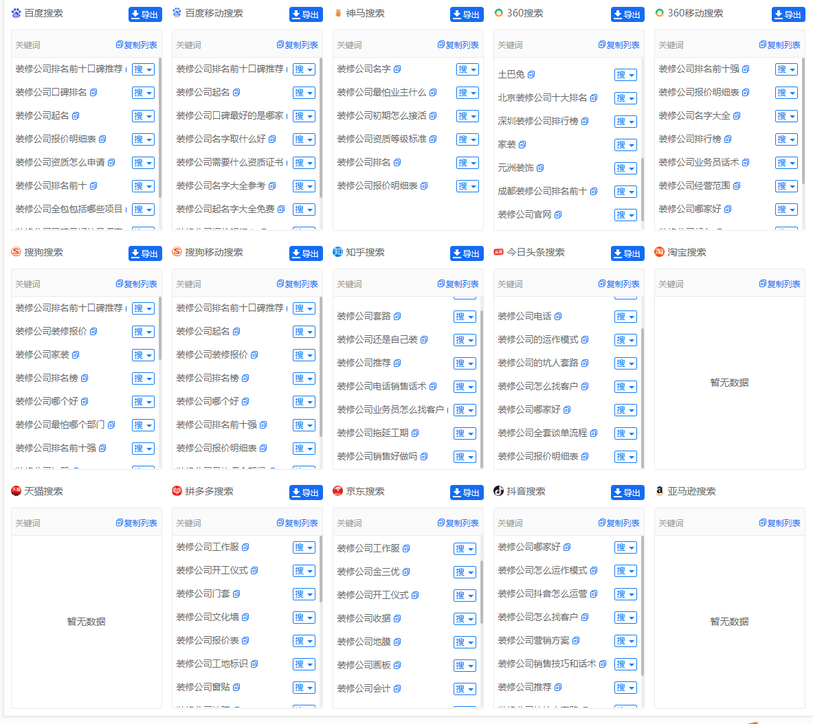 平常最关心的都是哪些问题,这步那可通过全网搜索引擎的下拉词来查询了解
