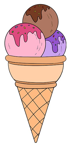 甜筒冰淇淋简笔画彩色图片